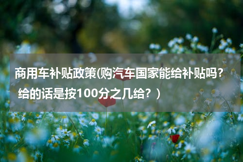 商用车补贴政策(购汽车国家能给补贴吗？ 给的话是按100分之几给？)