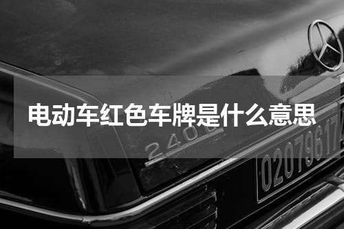 电动车红色车牌是什么意思